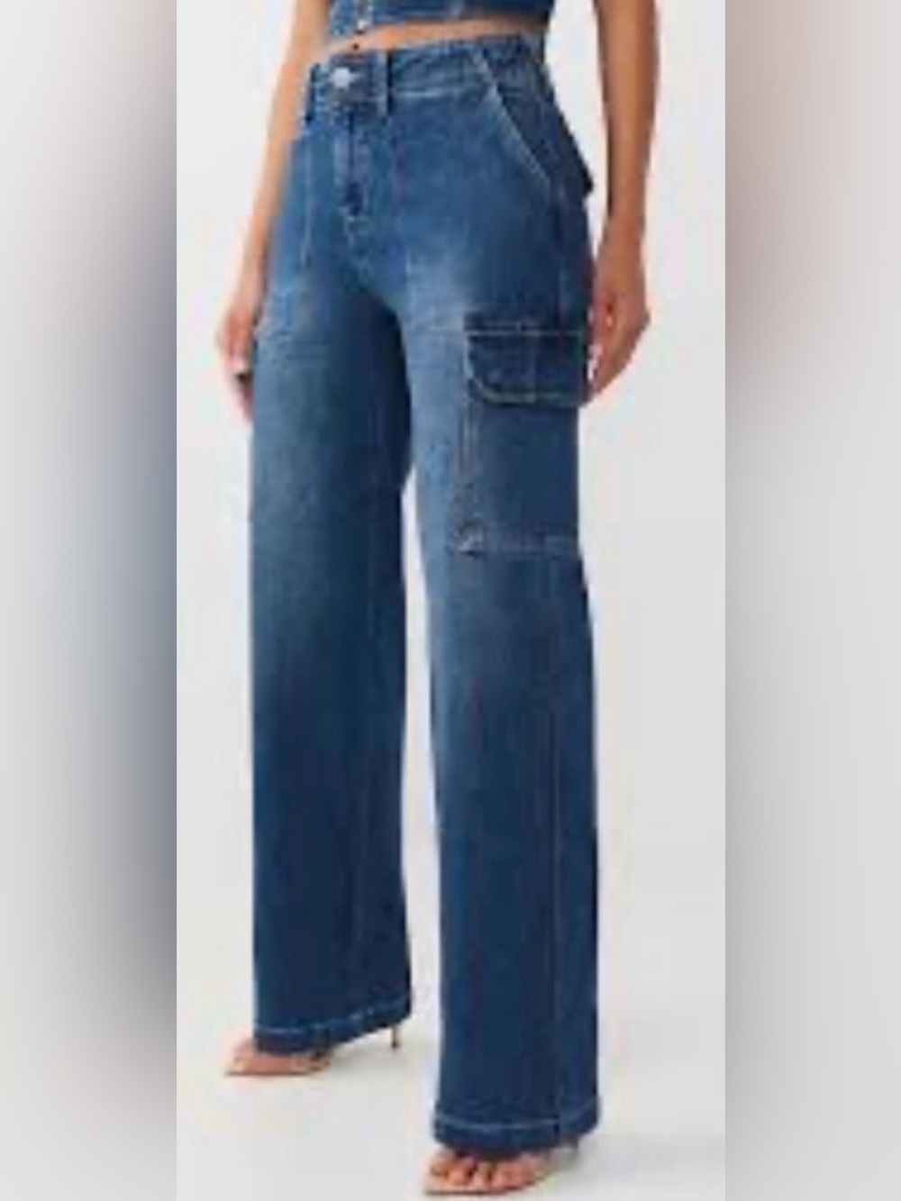 True Religion NWT $184 Dark Blue Denim Cargo Straight Jeans